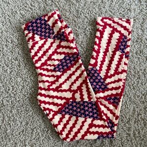 New Tween LuLaRoe leggings. America Americana flag Red, ‘off’ White and Blue